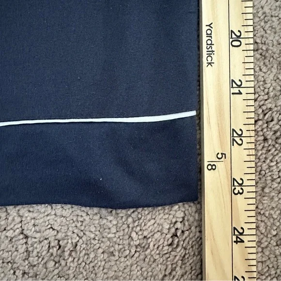 BCBGMAXAZRIA Women's Pajama Set Short Sleeve Notch Collar with Pants-NAVY/WHITE - Picture 8 of 8